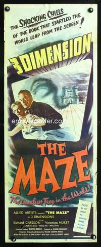 b447 MAZE insert movie poster '53 3D horror, William Cameron Menzies