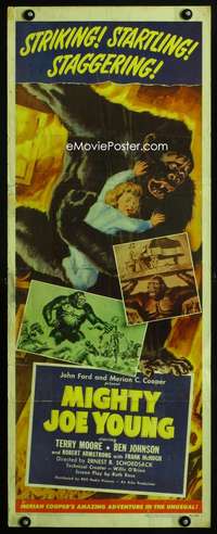 b453 MIGHTY JOE YOUNG ('49) insert movie poster '49 1st Ray Harryhausen!