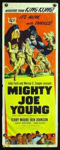 b454 MIGHTY JOE YOUNG ('49) insert movie poster R53 first Harryhausen!