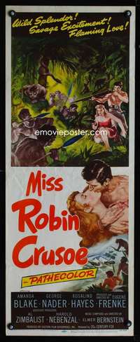 b458 MISS ROBIN CRUSOE insert movie poster '53 cannibal rituals!