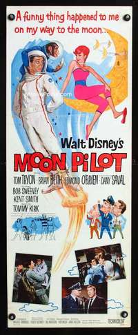 b466 MOON PILOT insert movie poster '62 Disney, Tom Tryon, Dany Saval