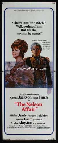 b482 NELSON AFFAIR insert movie poster '73 Glenda Jackson, Peter Finch