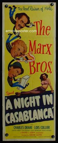 b486 NIGHT IN CASABLANCA insert movie poster '46 3 Marx Brothers!