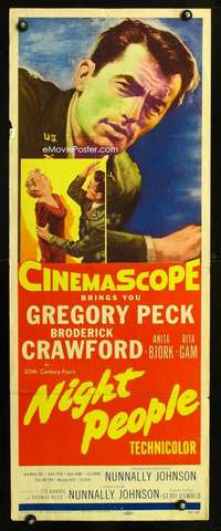 b488 NIGHT PEOPLE insert movie poster '54 Gregory Peck in uniform!