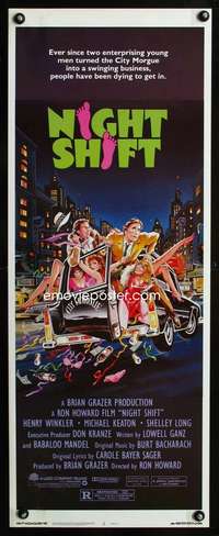 b491 NIGHTSHIFT insert movie poster '82 Michael Keaton, Henry Winkler