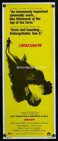 b496 OBSESSION ('76) insert movie poster '76 Brian De Palma horror!