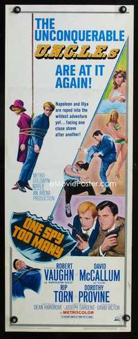 b507 ONE SPY TOO MANY insert movie poster '66 Vaughn, Man from UNCLE!