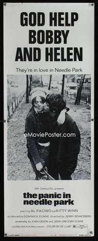b514 PANIC IN NEEDLE PARK insert movie poster '71 Al Pacino, drugs!