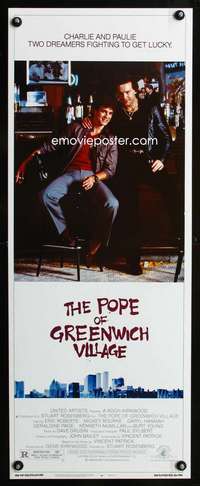 b530 POPE OF GREENWICH VILLAGE insert movie poster '84 Roberts, Rourke