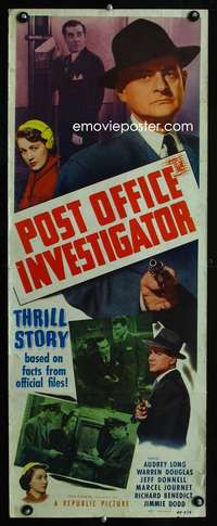b532 POST OFFICE INVESTIGATOR insert movie poster '49 USPS crime!