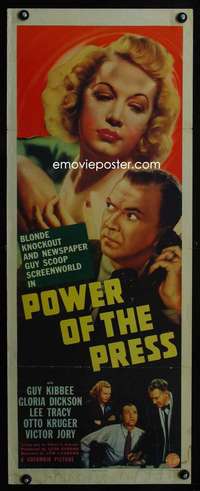 b534 POWER OF THE PRESS ('43) insert movie poster '43 Lee Tracy, Dickson
