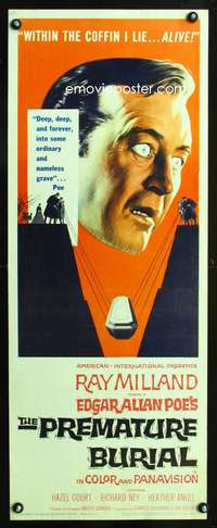 b535 PREMATURE BURIAL insert movie poster '62 Edgar Allan Poe, Corman