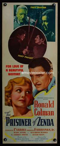 b541 PRISONER OF ZENDA ('37) insert movie poster '37 Ronald Colman