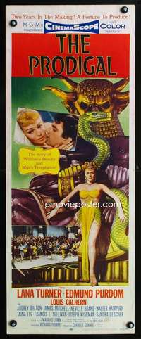 b544 PRODIGAL ('55) insert movie poster '55 Lana Turner, Edmond Purdom