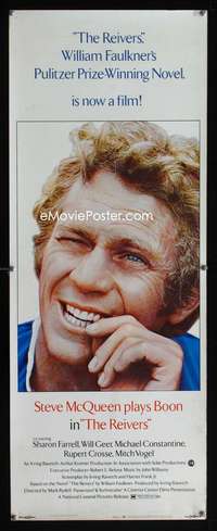 b566 REIVERS insert movie poster '70 rascally Steve McQueen c/u!
