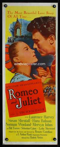 b589 ROMEO & JULIET ('55) insert movie poster '55 Laurence Harvey