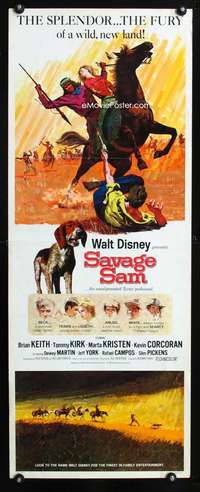 b598 SAVAGE SAM insert movie poster '63 Disney, Old Yeller sequel!