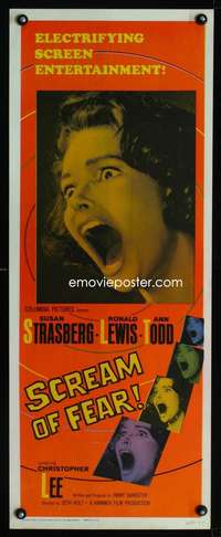 b601 SCREAM OF FEAR insert movie poster '61 Hammer, Susan Strasberg