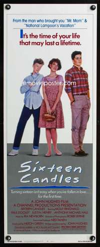 b627 SIXTEEN CANDLES insert movie poster '84 Ringwald, John Hughes