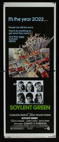 b644 SOYLENT GREEN insert movie poster '73 Heston, John Solie art!