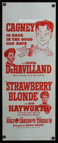 b660 STRAWBERRY BLONDE insert movie poster R57 James Cagney, Hayworth