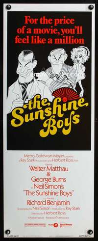 b666 SUNSHINE BOYS insert movie poster '75 great Al Hirschfeld art!
