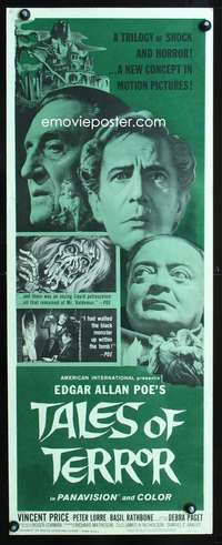 b677 TALES OF TERROR insert movie poster '62 Peter Lorre, Price