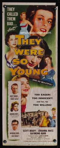 b691 THEY WERE SO YOUNG insert movie poster '55 bad teenagers!