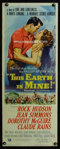 b692 THIS EARTH IS MINE insert movie poster '59 Rock Hudson, Simmons