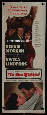 b705 TO THE VICTOR ('48) insert movie poster '48 Dennis Morgan, Lindfors