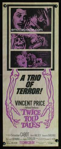 b724 TWICE TOLD TALES insert movie poster '63 Vincent Price horror!