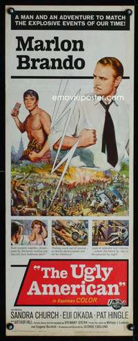 b727 UGLY AMERICAN insert movie poster '63 Marlon Brando, Eiji Okada