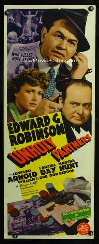 b729 UNHOLY PARTNERS insert movie poster '41 Edward G. Robinson