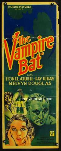 b739 VAMPIRE BAT insert movie poster '33 Lionel Atwill, Fay Wray