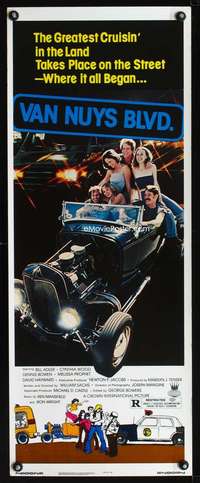 b740 VAN NUYS BLVD insert movie poster '79 cruising in hot rods!