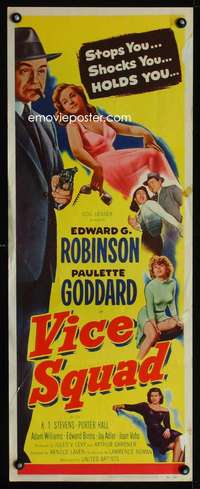 b743 VICE SQUAD ('53) insert movie poster '53 Edward G. Robinson noir!