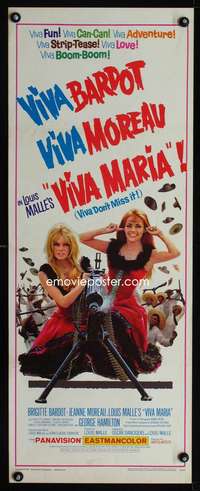 b747 VIVA MARIA insert movie poster '66 Brigitte Bardot, Jeanne Moreau