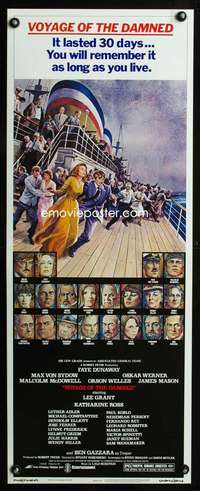 b749 VOYAGE OF THE DAMNED insert movie poster '76 Dunaway, Amsel art!