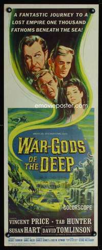 b756 WAR-GODS OF THE DEEP insert movie poster '65 Price, Tourneur