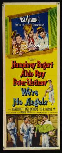 b762 WE'RE NO ANGELS ('55) insert movie poster '55 Humphrey Bogart