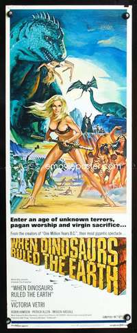 b765 WHEN DINOSAURS RULED THE EARTH insert movie poster '71 sexy!