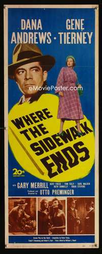 b771 WHERE THE SIDEWALK ENDS insert movie poster '50 Andrews, Tierney