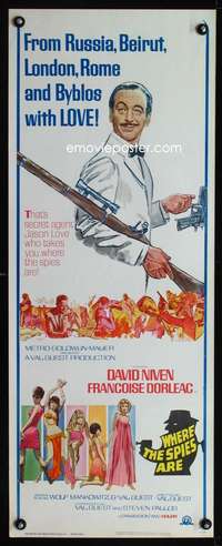 b772 WHERE THE SPIES ARE insert movie poster '66 spy David Niven!