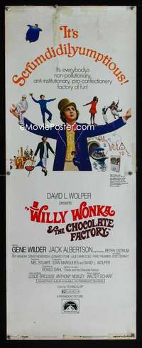 b784 WILLY WONKA & THE CHOCOLATE FACTORY insert movie poster '71