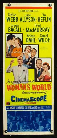 b785 WOMAN'S WORLD insert movie poster '54 Allyson, Webb, Bacall