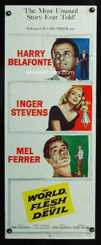 b787 WORLD, THE FLESH & THE DEVIL ('59) insert movie poster '59 Belafonte