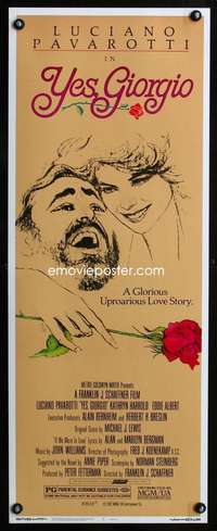 b793 YES GIORGIO insert movie poster '82 Luciano Pavarotti, Crifo art!