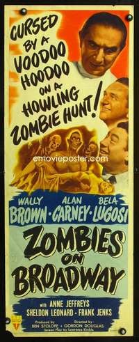 b799 ZOMBIES ON BROADWAY insert movie poster '44 Bela Lugosi!