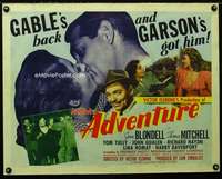 c033 ADVENTURE style A half-sheet movie poster '45 Clark Gable, Greer Garson