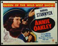 c040 ANNIE OAKLEY half-sheet movie poster R52 Barbara Stanwyck w/rifle!